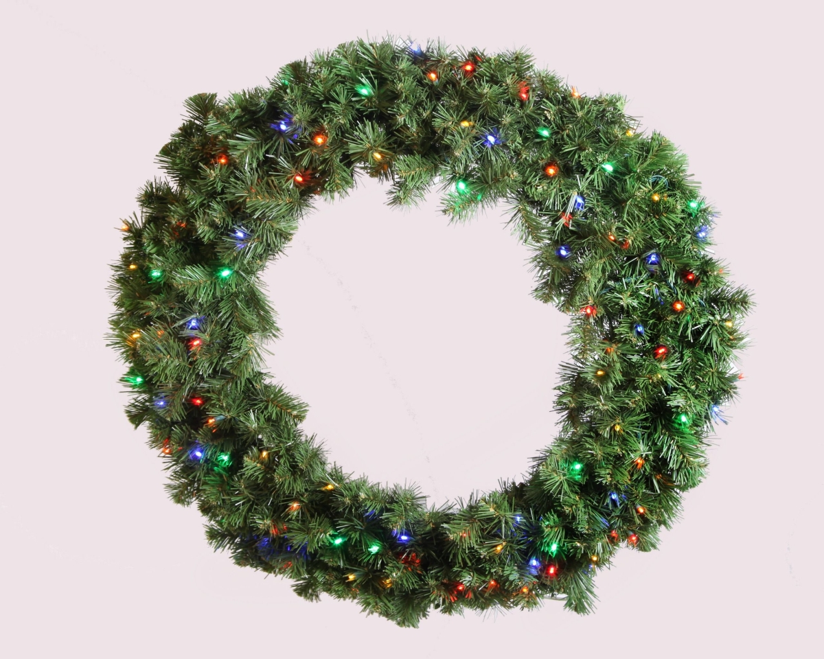 3 ft. Pre-Lit LED Sequoia Christmas Wreath, Multi Color