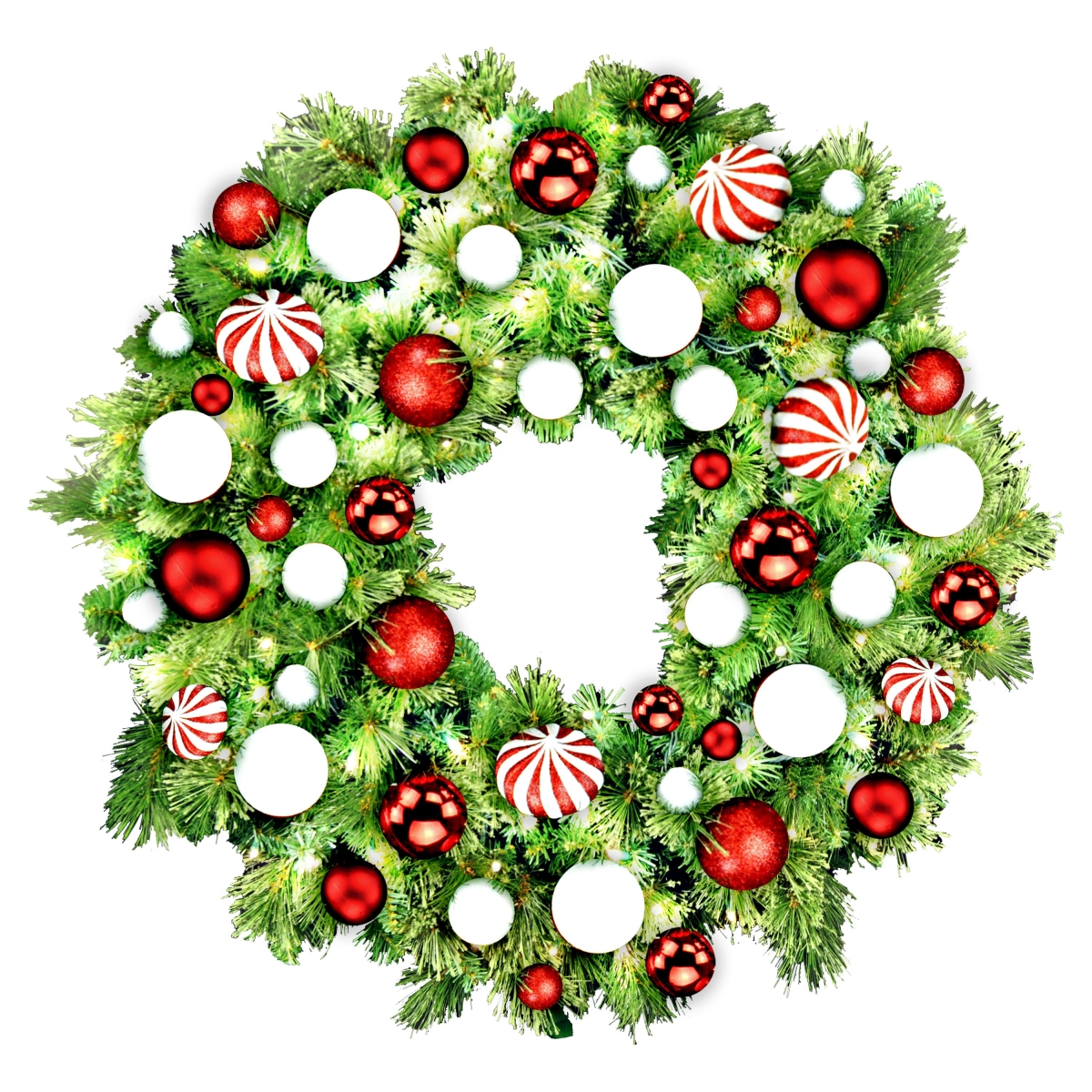 4 ft. Pre-Lit LED Sequoia Christmas Wreath with The Candy Ornament, Warm White
