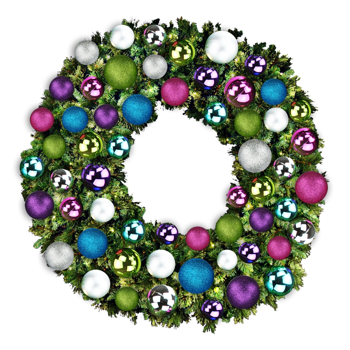 5 ft. Pre-Lit LED Sequoia Christmas Wreath with The Victorian, Warm White
