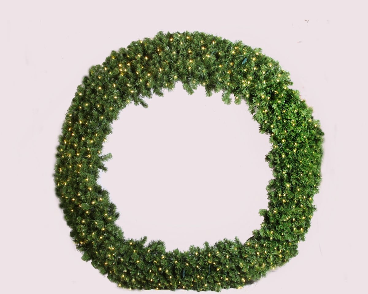 8 ft. Pre-Lit LED Sequoia Christmas Wreath, Pure White
