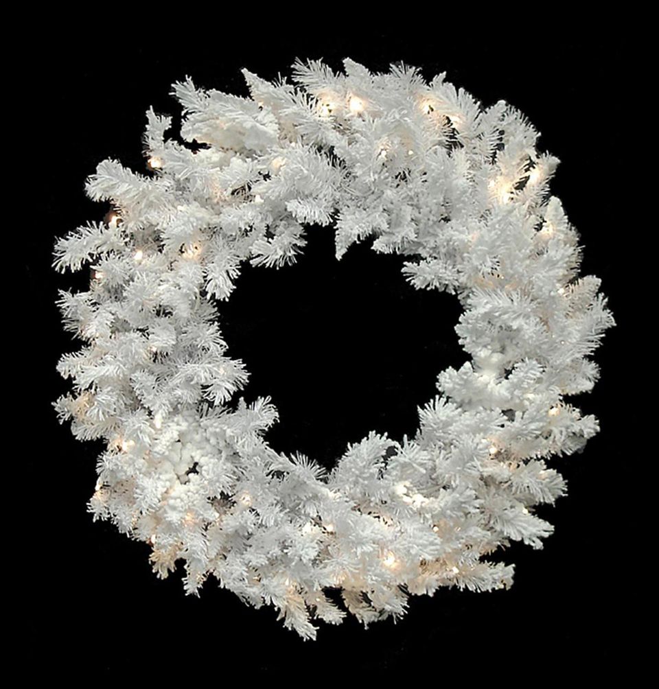 3 ft. White Sequoia Pre-Lit with LED Wreath, Pure White