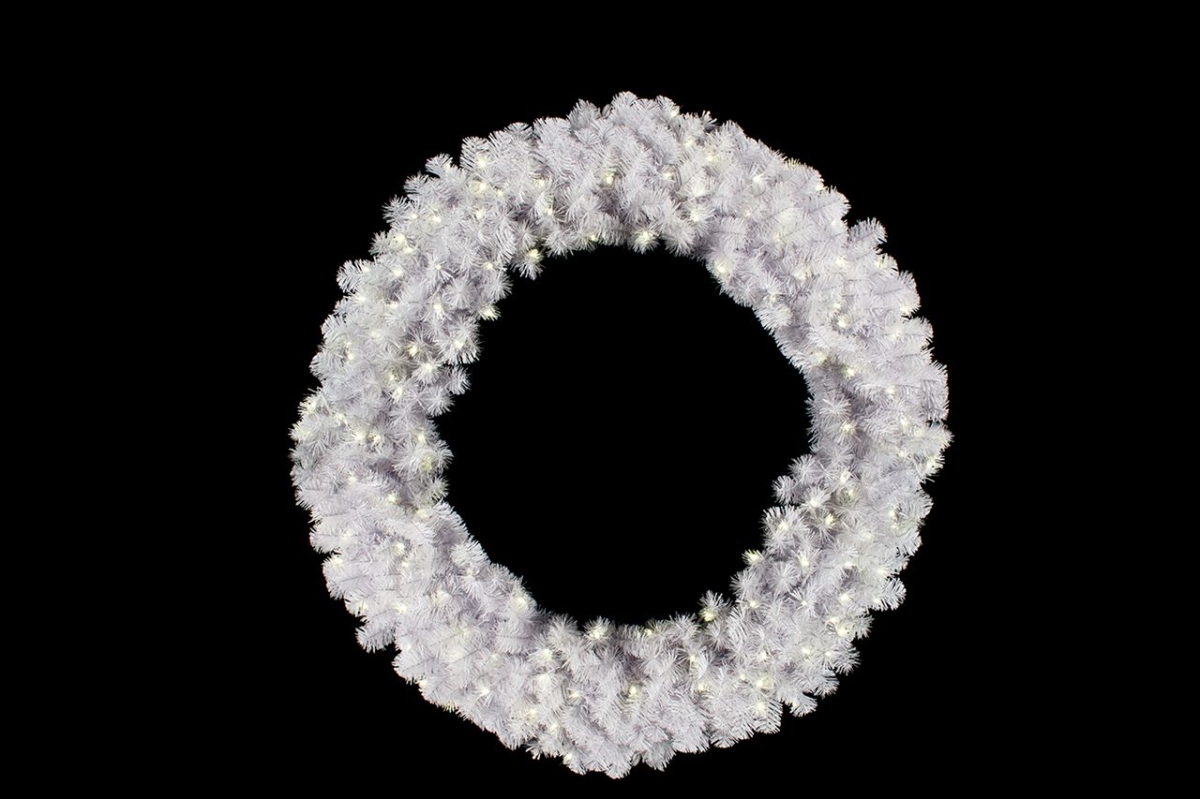 3 ft. White Sequoia Pre-Lit with LED Wreath, Warm White