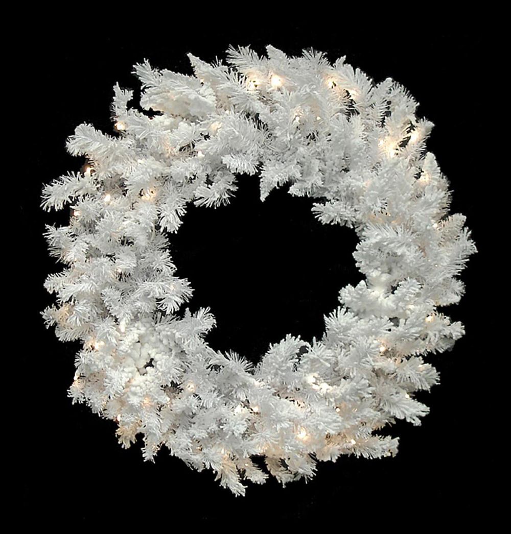 4 ft. White Sequoia Pre-Lit with LED Wreath, Warm White