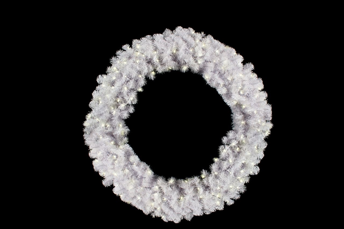 4 ft. White Sequoia Pre-Lit with LED Wreath, Warm White