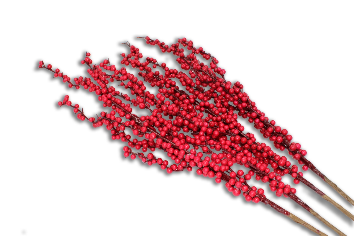 25 in. Berry Spray for Christmas Decoration, Red - Pack of 4