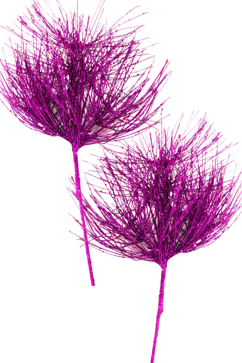 PCKA25-SPRY-PU-2PK 25 in. Glittered Spray Branch Pick for Christmas Decoration, Purple - Pack of 2