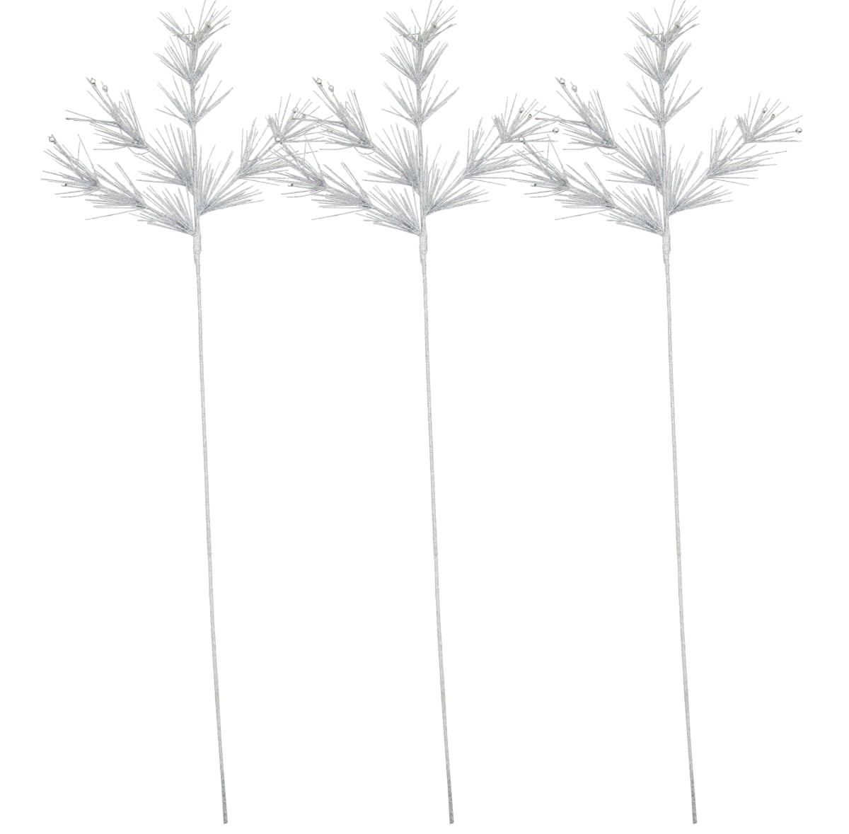 36 in. 4 Pine Cone Pick for Christmas Decoration, Silver - Pack of 3