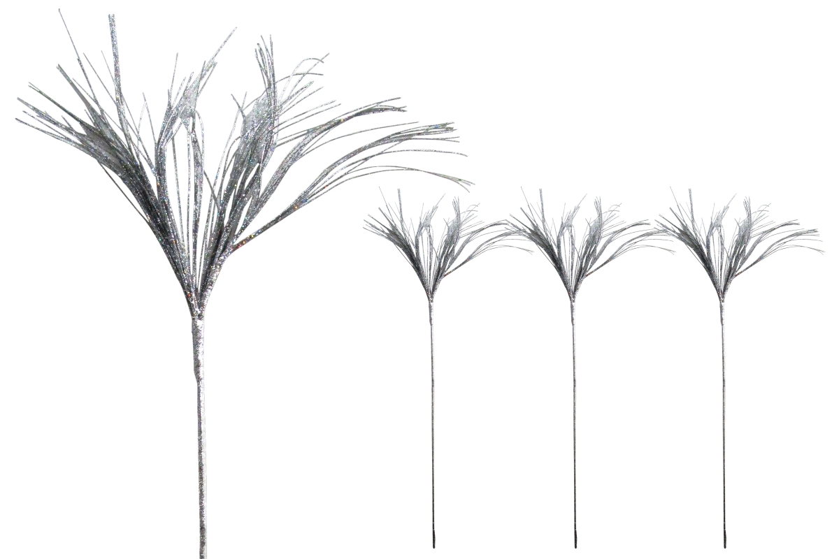 36 in. Glittered Branch Pick Spray for Christmas Decoration, Silver - Pack of 3