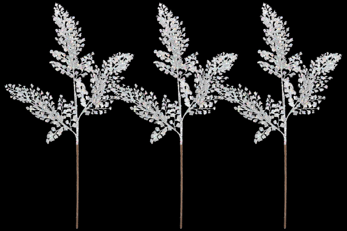 24 in. 3 Leaf Pick for Christmas Decoration, Silver - Pack of 3