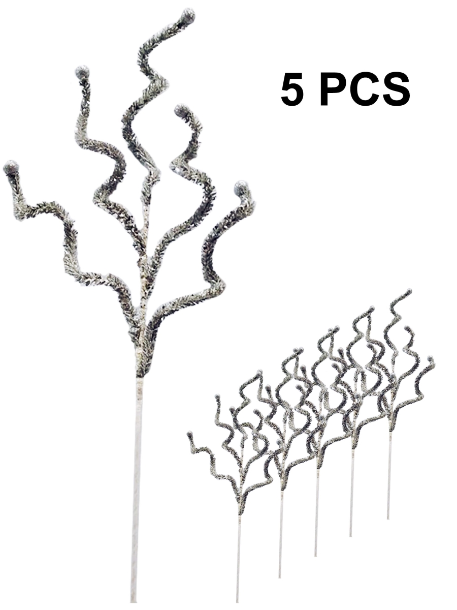 31 in. Pick with Silver Ball Accents, White & Silver - Pack of 5