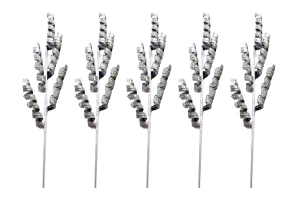 42 in. Glitter Pick with 5 Twirled Branches for Christmas Decoration, Silver - Pack of 5