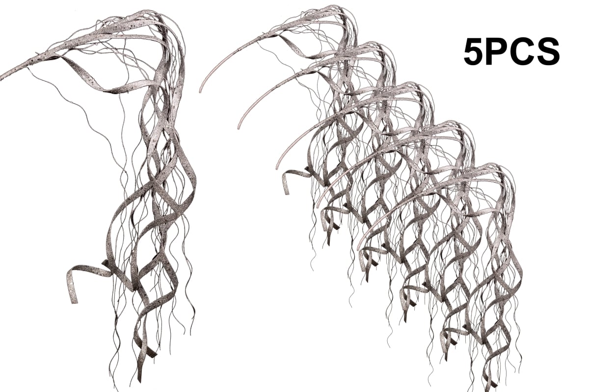 48 in. Pick with Streamers for Christmas Decoration, Silver - Pack of 5