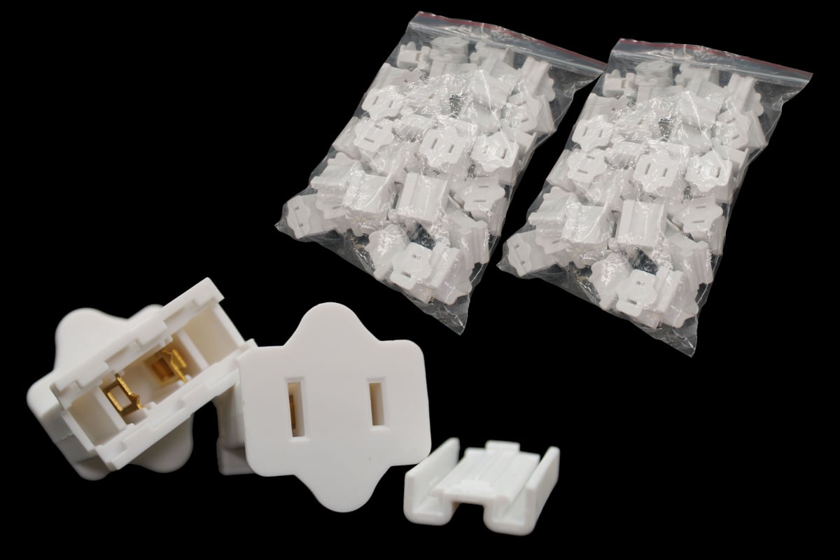 Female Electrical Receptacle SPT-1 Slide-On Plug, White - Pack of 50