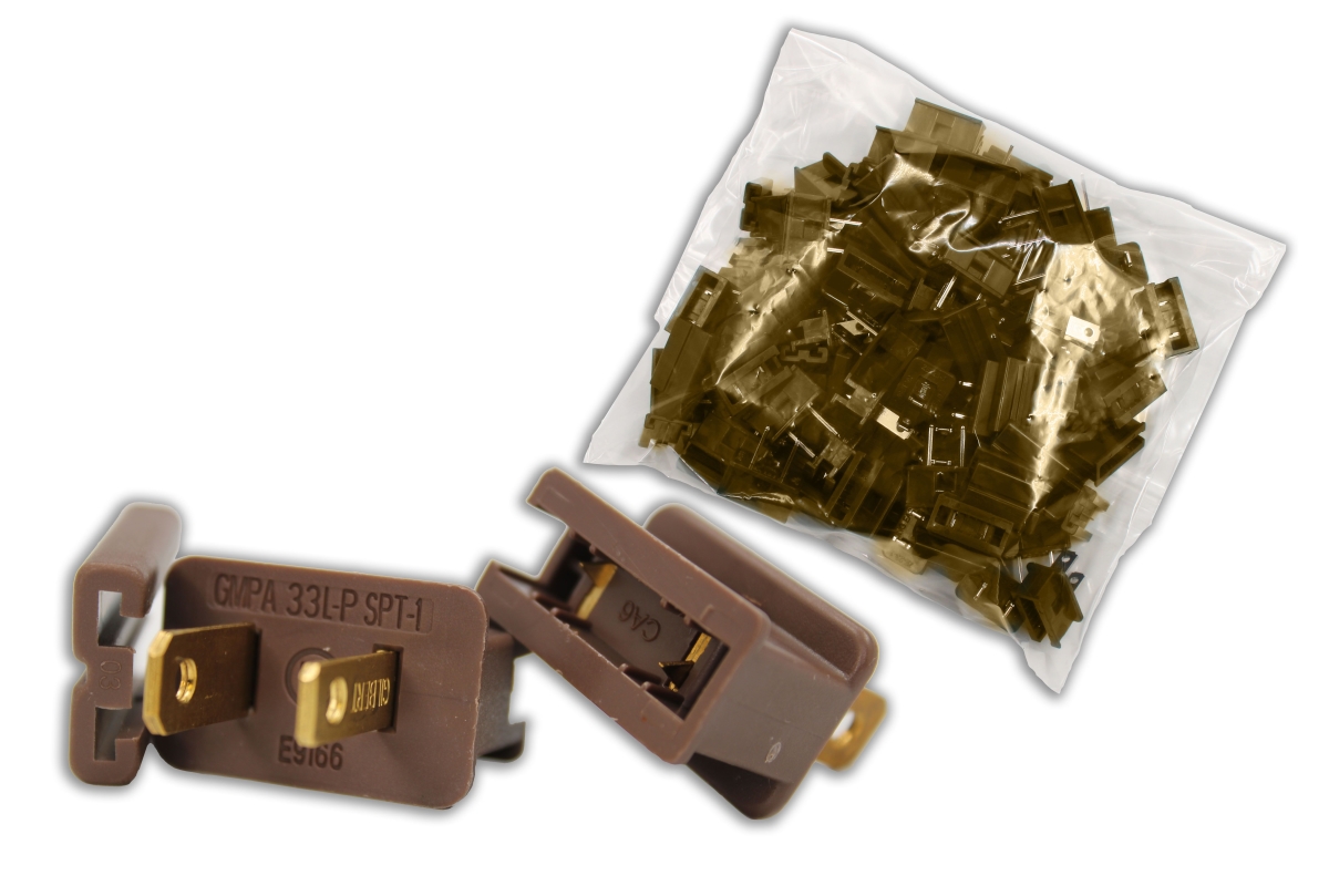 Male Electrical Receptacle SPT-2 Slide-On Plug, Brown - Pack of 50
