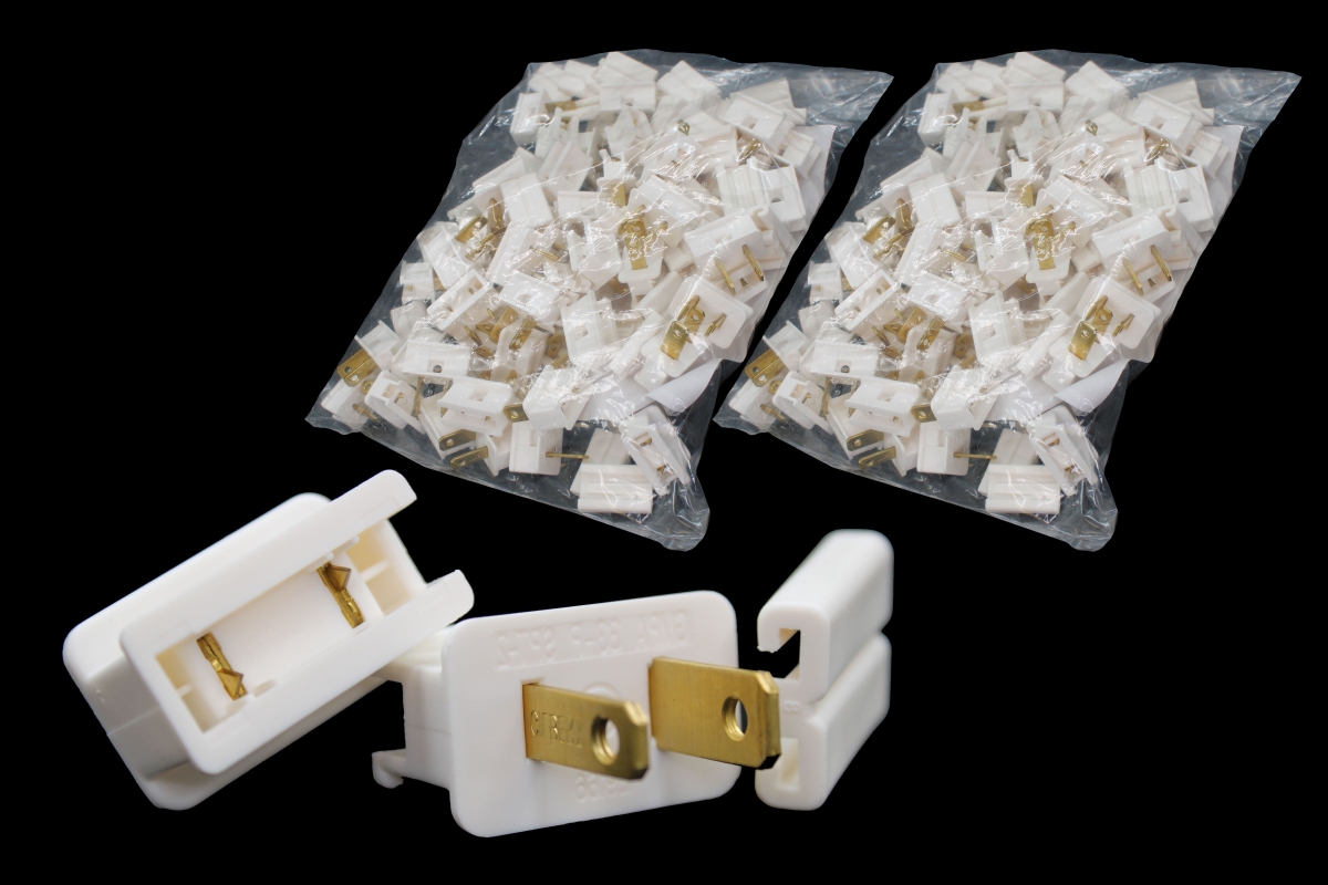 Male Slide-On SPT-2 Plug, White - Pack of 50