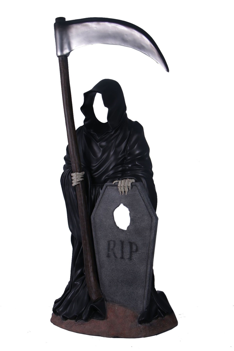 Grim Reaper Photo Figurine with Tombstone