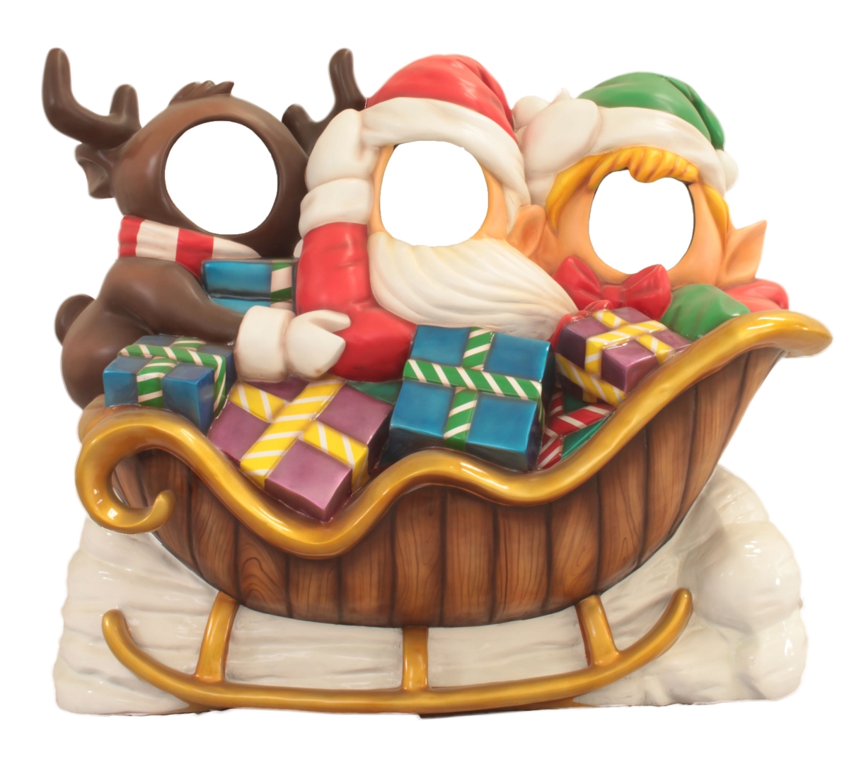 PO-RNDSNTELF 5 ft. Santa Delivery Photo Figurine