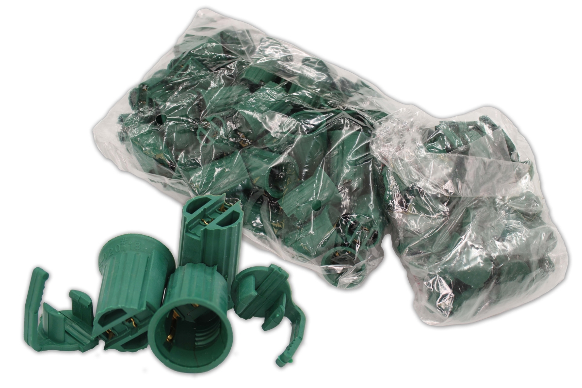 Replaceable E17 C9 Christmas Light Sockets, Green - Pack of 100