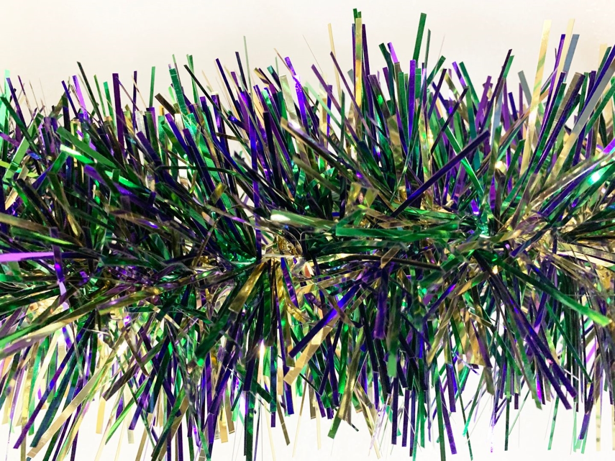6 in. Stuffed Garland, Green, Gold & Purple - 20 ft. Long