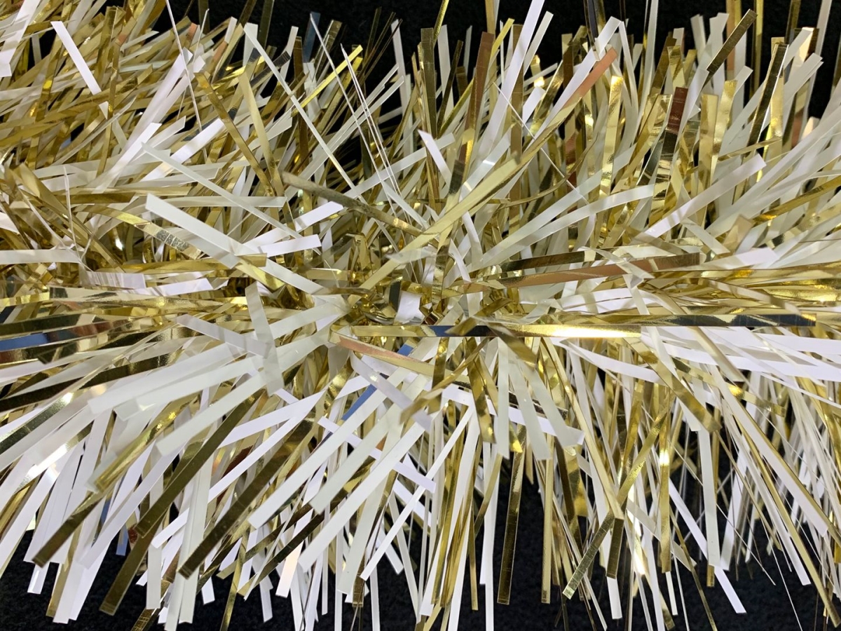 6 in. PVC & Mylar Sections Garland, White & Gold - 20 ft.