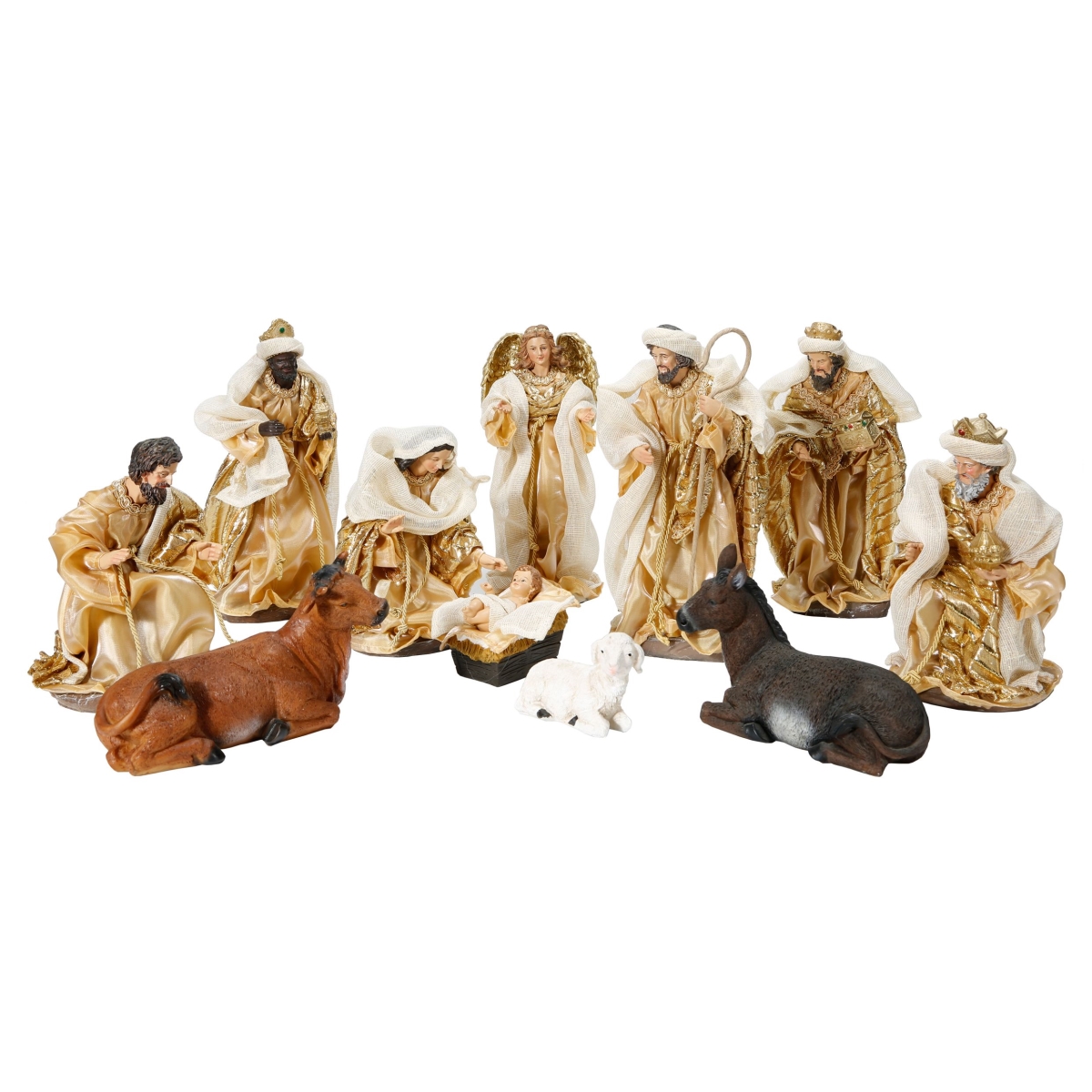 8 in. Fabric Nativity Set, Gold - 11 Piece