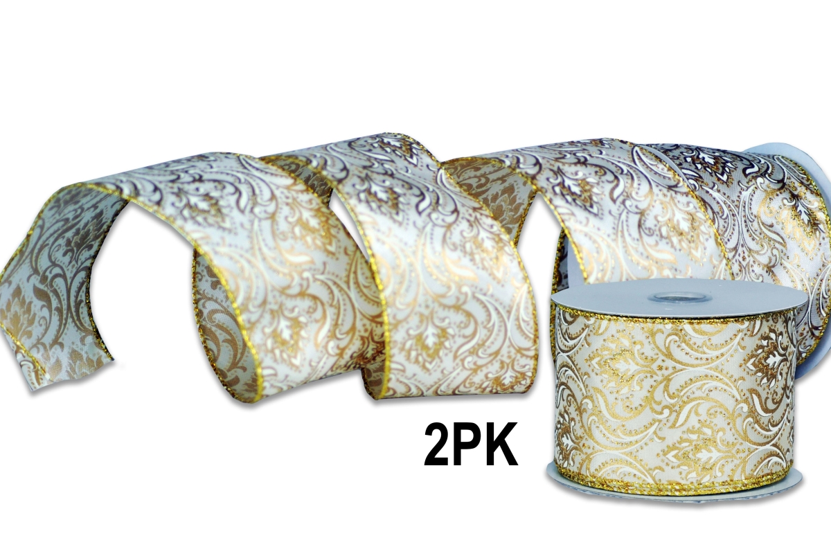 2.5 in. Wide 10 yards Ribbons, Cream - Pack of 2
