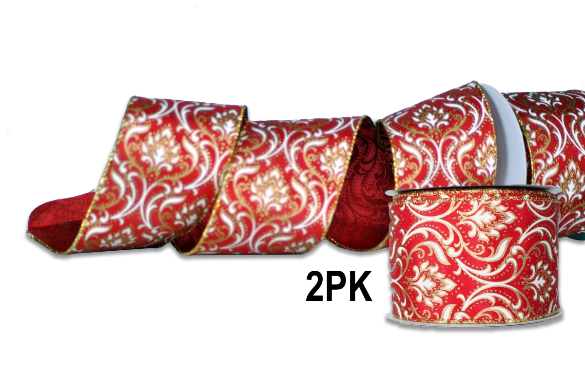 2.5 in. Wide 10 yards Ribbons, Red - Pack of 2