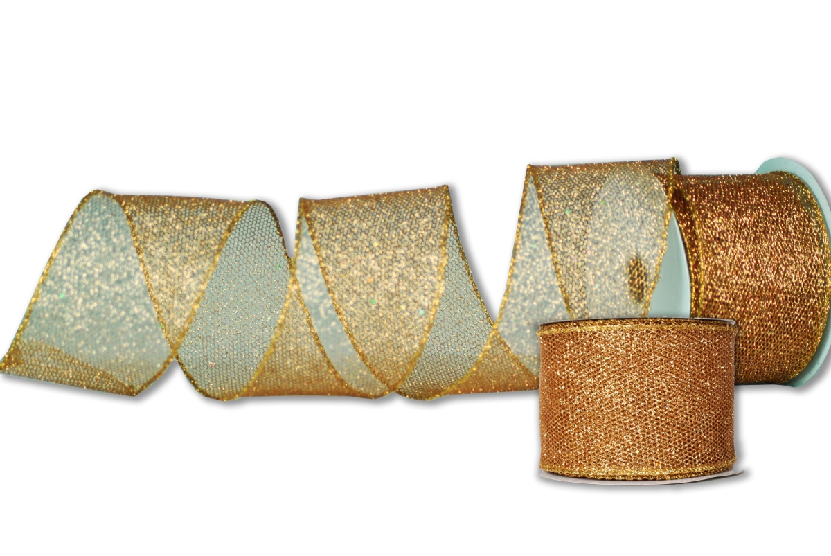 2.5 in. Wide 10 yards Ribbons, Gold - Pack of 2