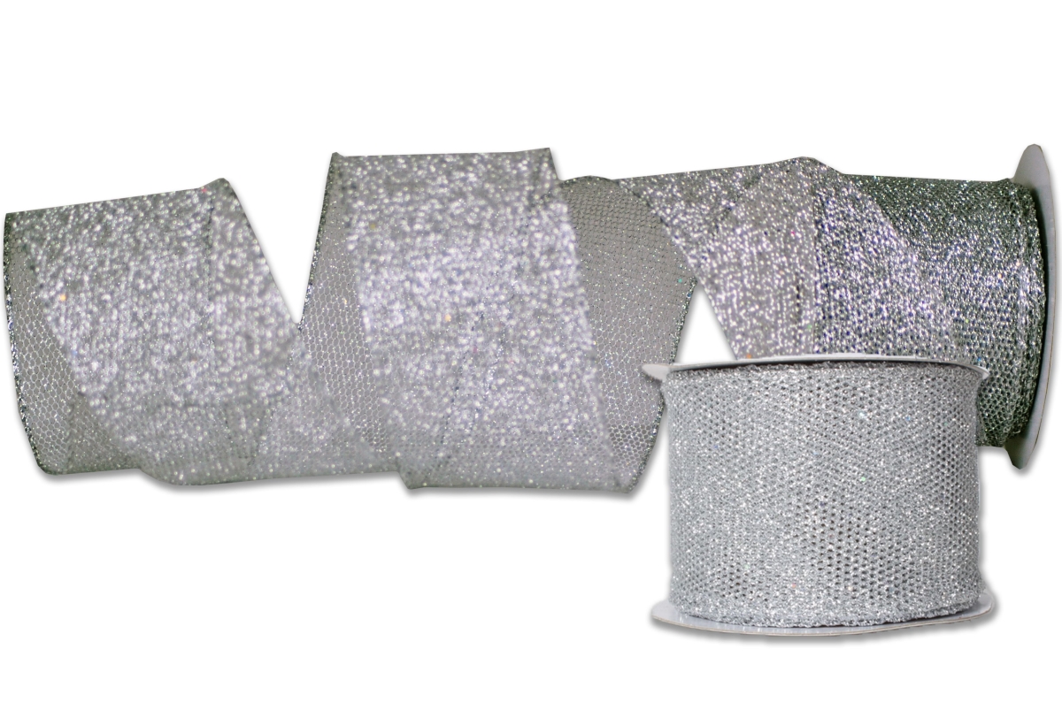 2.5 in. Wide 10 yards Ribbons, Silver - Pack of 2