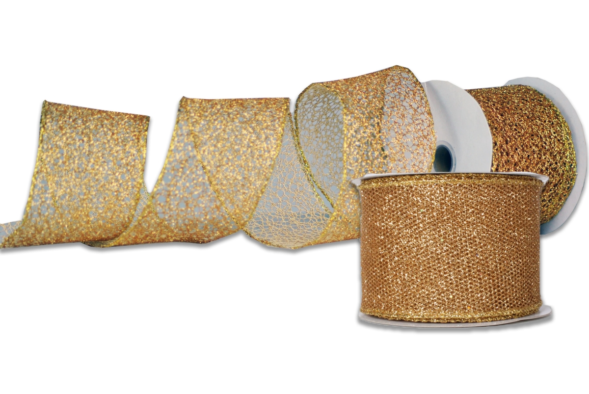 2.5 in. Wide 10 yards Ribbons, Gold - Pack of 2