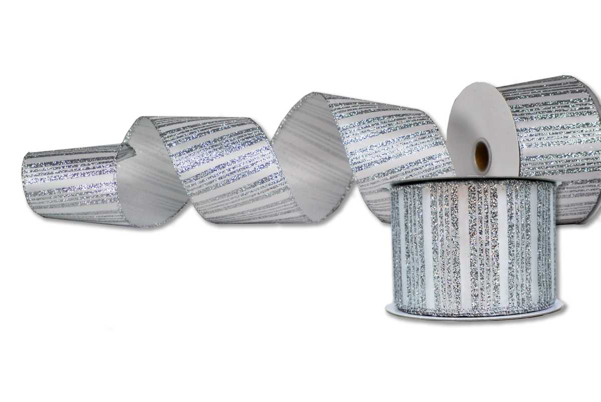2.5 in. Wide 10 yards Ribbons, Silver - Pack of 2