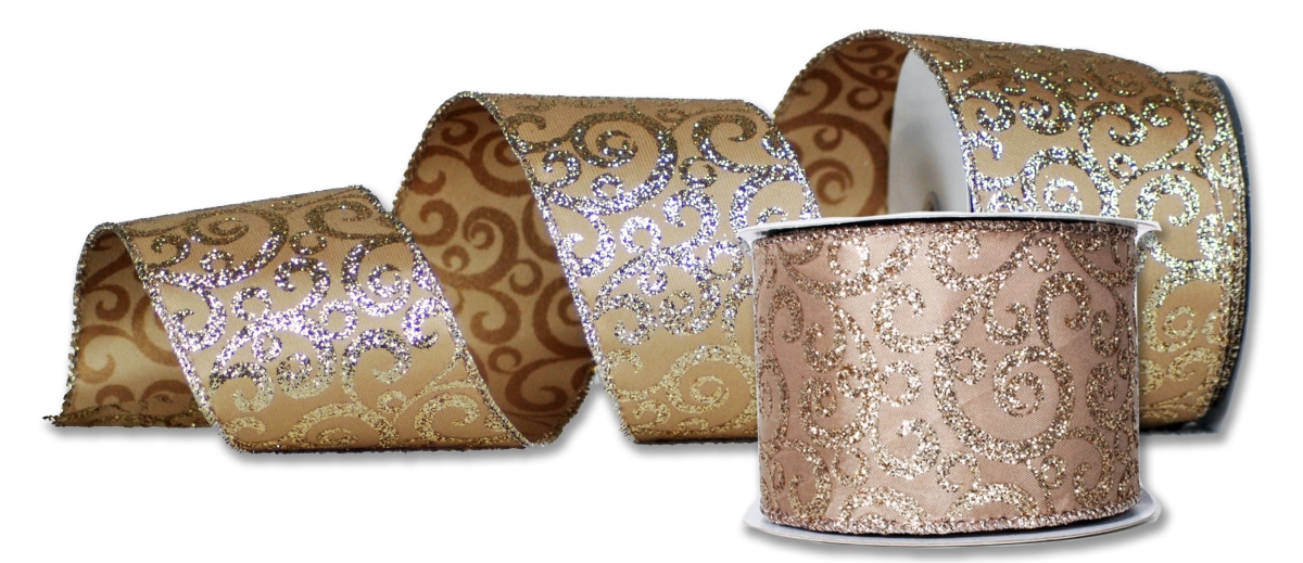 2.5 in. Wide 10 yards Ribbons, Champagne - Pack of 2