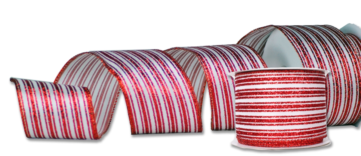 2.5 in. Wide 10 yards Ribbons, Red & White - Pack of 2