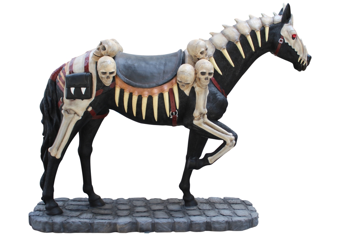 Picture of Queens of Christmas HWN-SKL-HORSE-BK 7 ft. Black Horse Skeleton