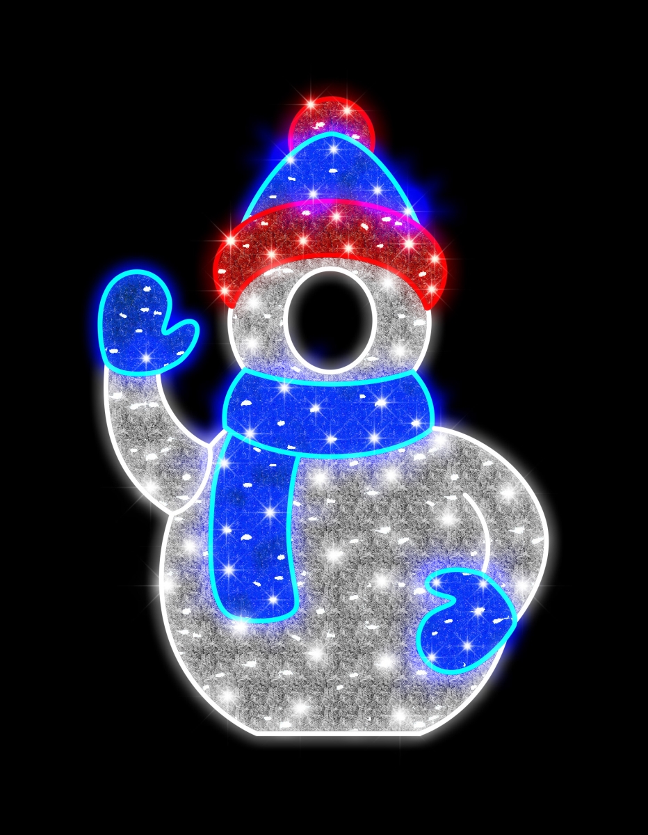 4.5 ft. Snowman Photo OP Decor with Hat, Red & Blue