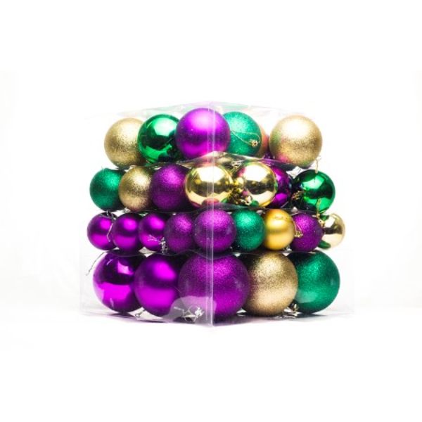 Picture of Queens of Christmas ORN-62PK-GPG Ball Ornaments - Green&#44; Purple & Gold - Pack of 62