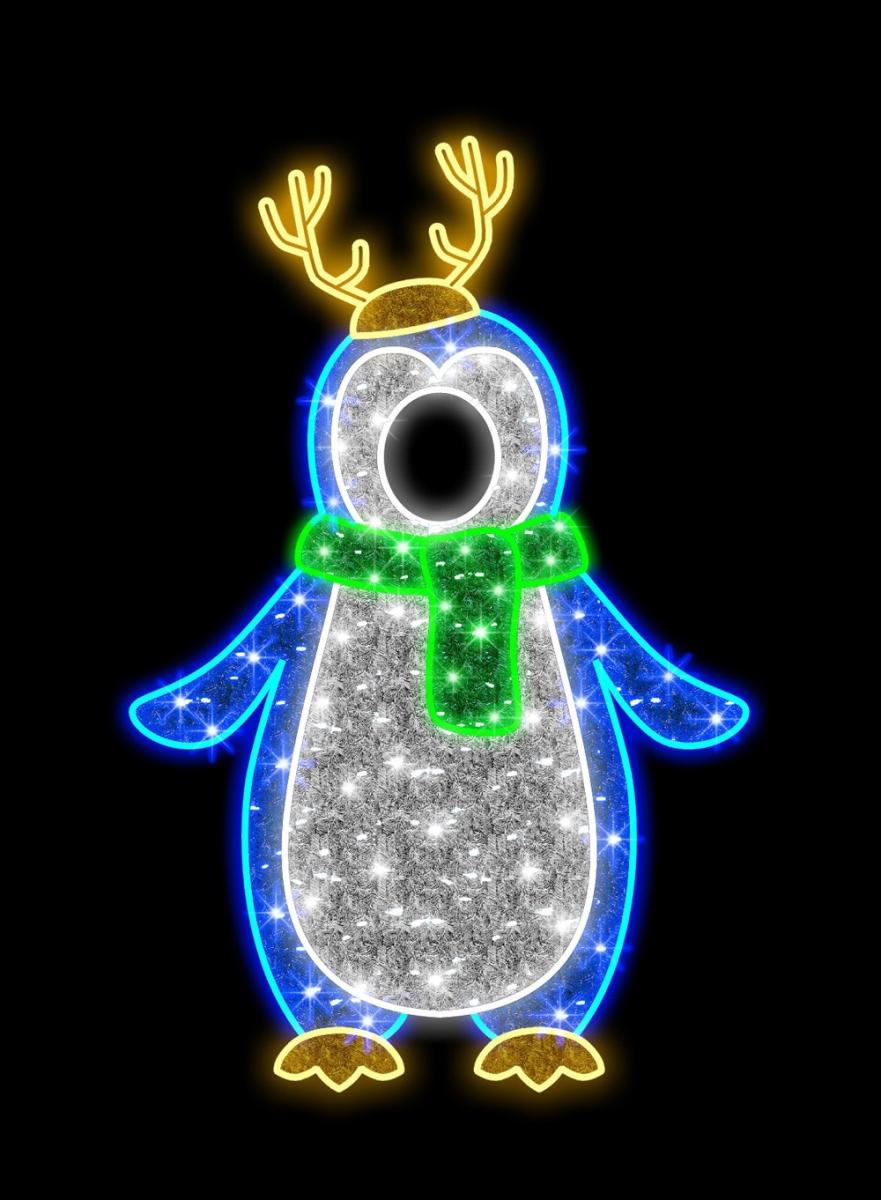 Penguin Photo Op Decor with Antlers