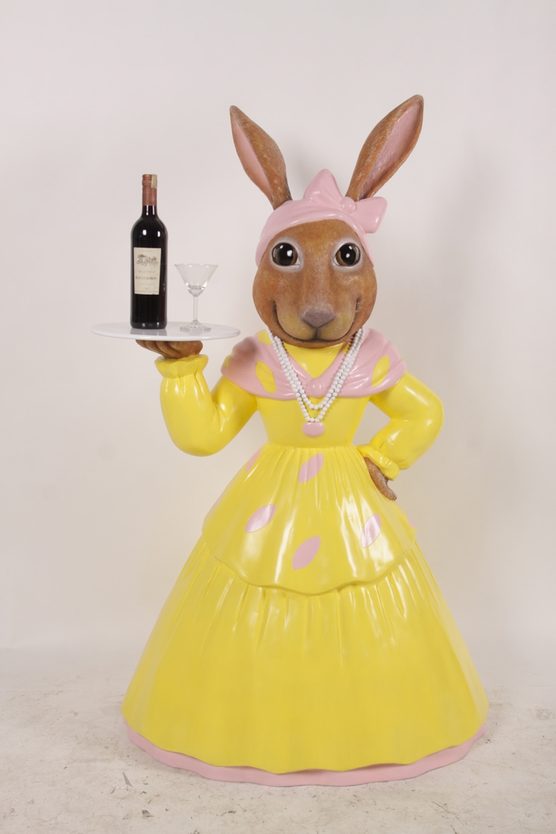 4.5 ft. Ma Rabbit Figurine with Serving Tray