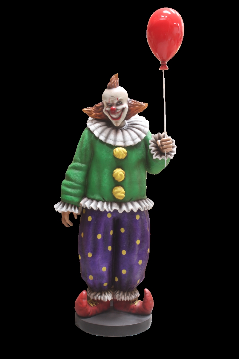 HWN-CLWN-1BLLN 8 ft. Scary Clown Figurine with One Red Balloon