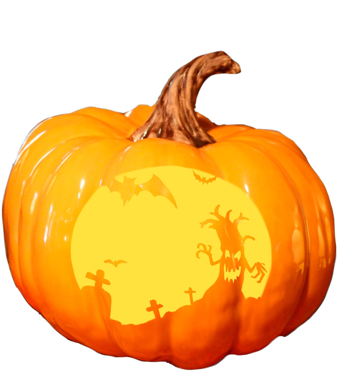44 in. Carved Graveyard Pumpkin Lantern