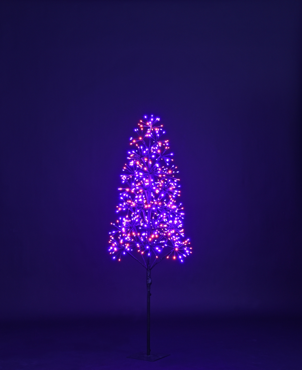 5 ft. LED Tree, Purple & Orange