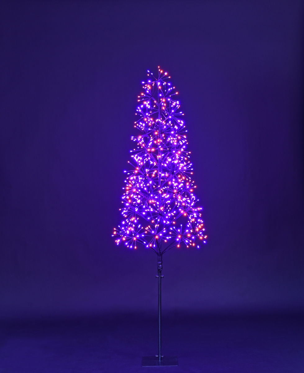 6 ft. LED Tree with Black Frame, Purple & Orange
