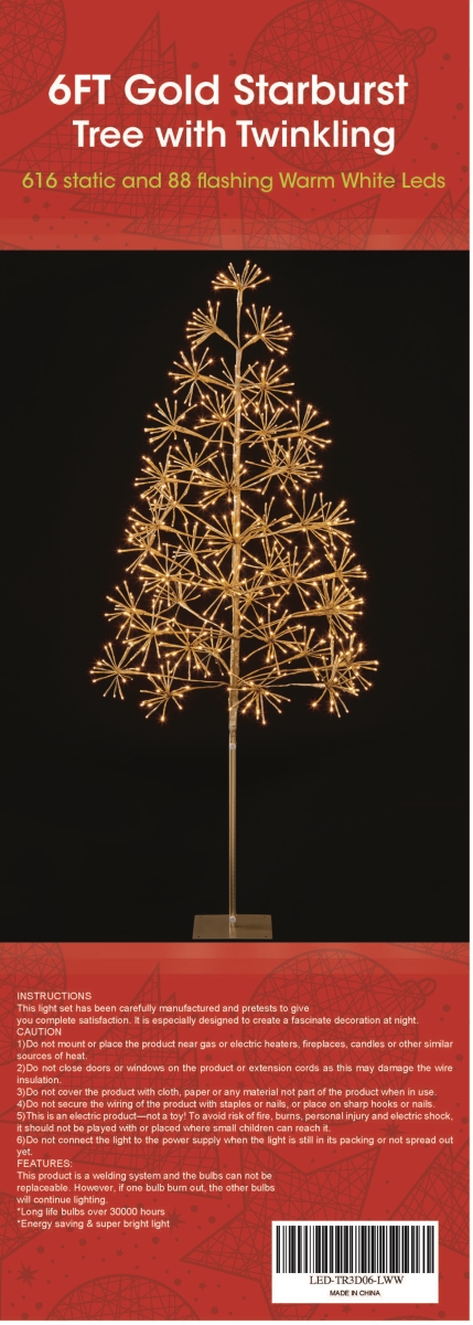 LED-TR3D06-LWW 6 ft. Warm White Starburst LED Tree