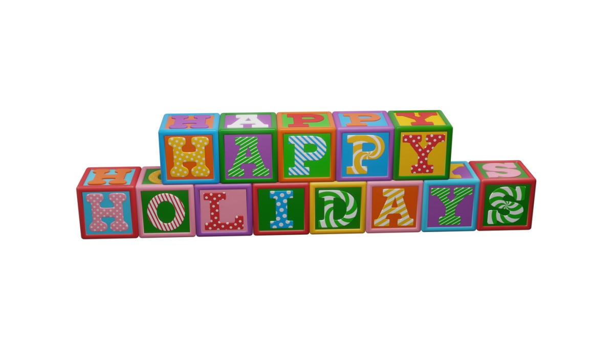 Happy Holidays Letter Block Decor, Multi Color