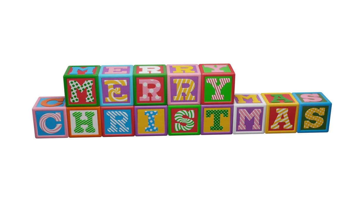 Merry Christmas Letter Block Decor, Multi Color