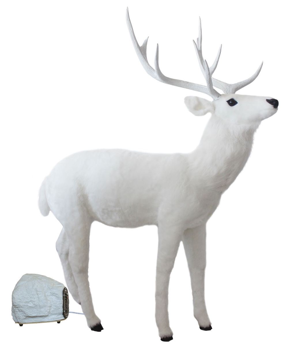 Picture of Queens of Christmas AMTRN-BL-20-ADR-WH 67 in. Animated Adult White Deer Head Moves & Music Decor
