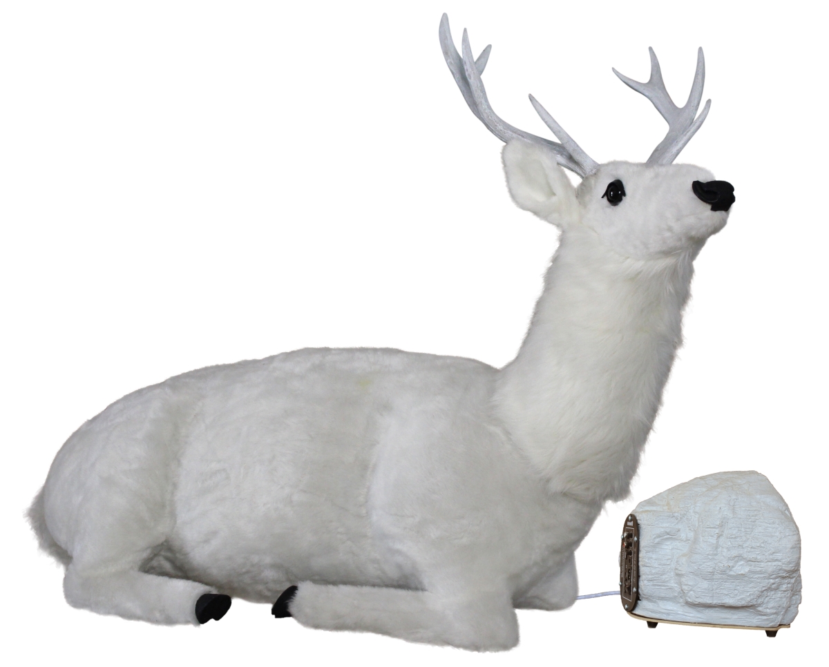 Picture of Queens of Christmas AMTRN-BL-23W-ADR-WH 38 in. Animated Adult White Deer Head Moves & Music Decor