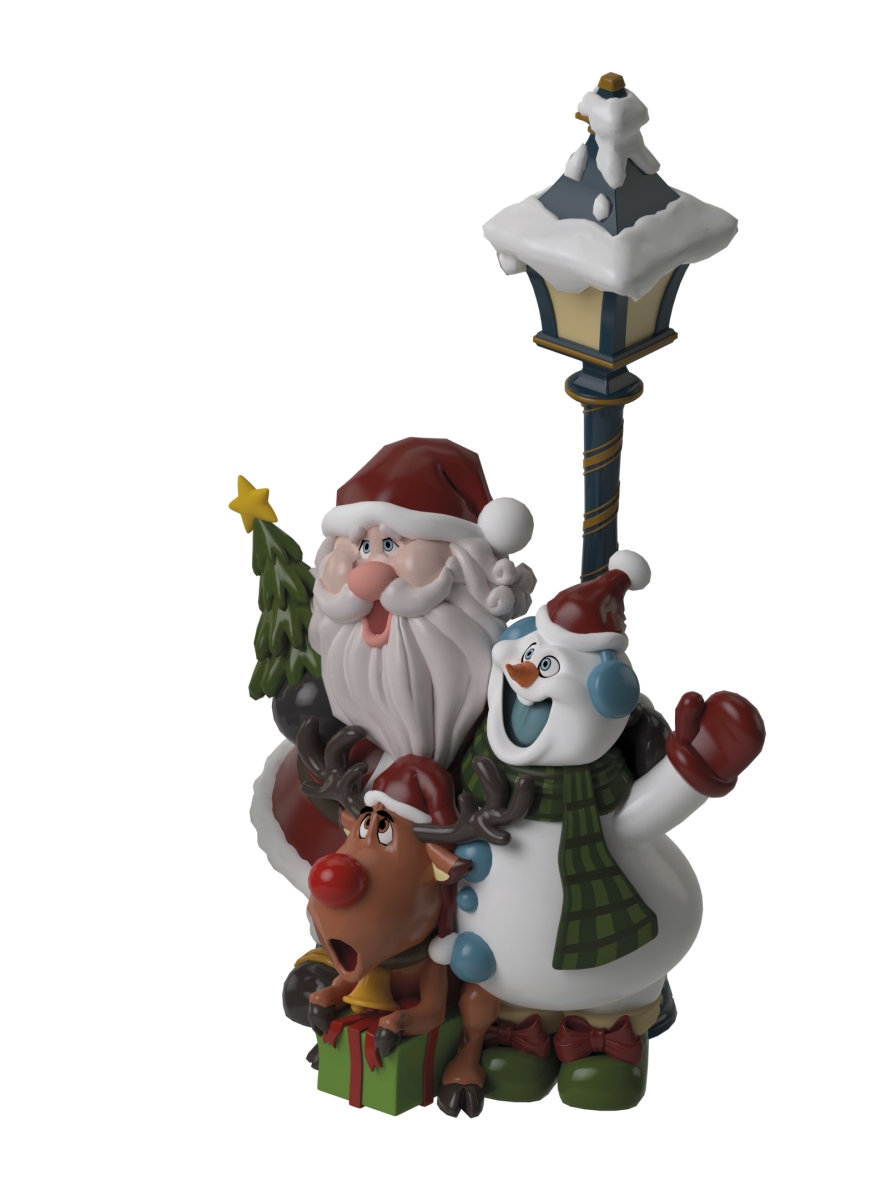 6 ft. Santa Snowman & Rudolph Around Lamp Post Decor
