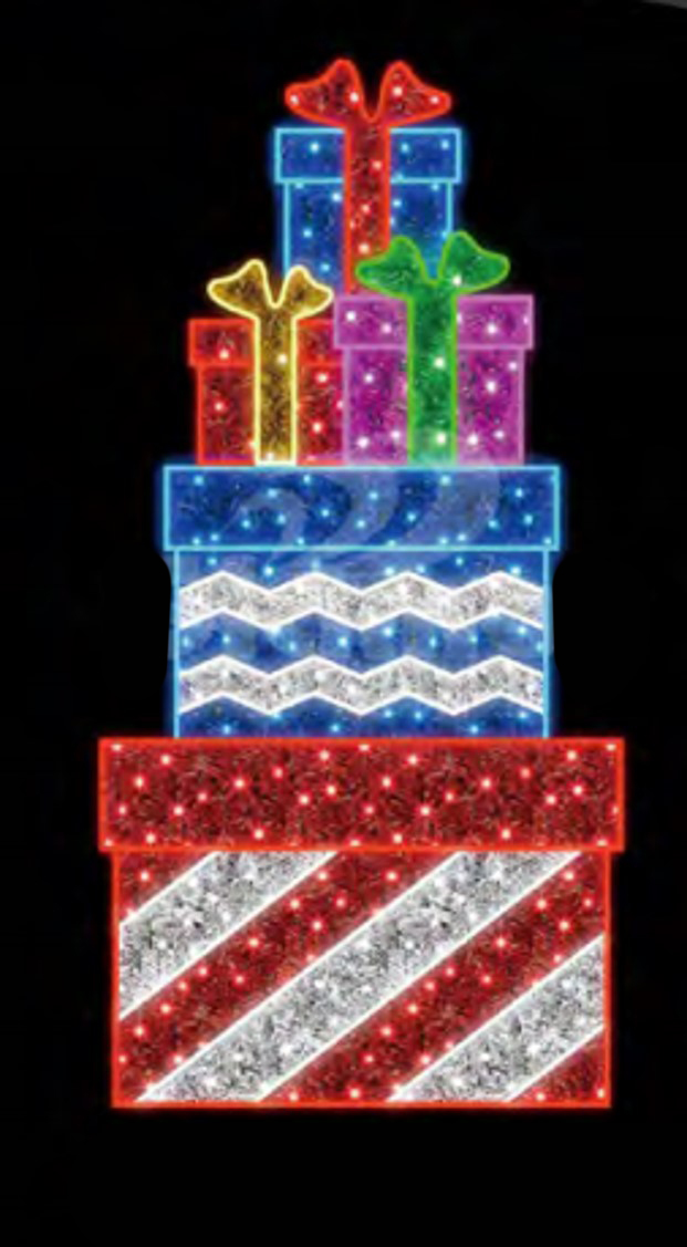 6.5 ft. Stack of Gifts Christmas Decor, Multi Color