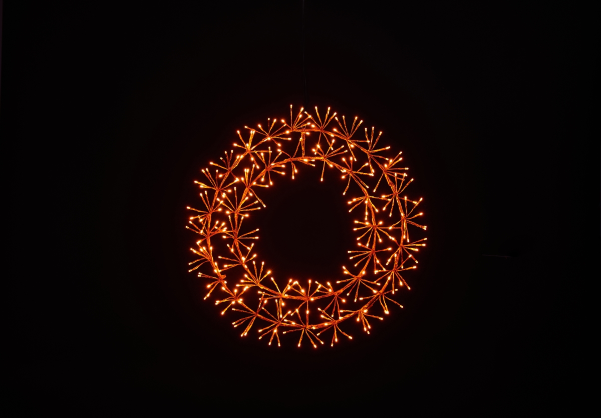 WM-WR02-LOR 2 ft. Orange Micro LED Wreath with Orange Frame